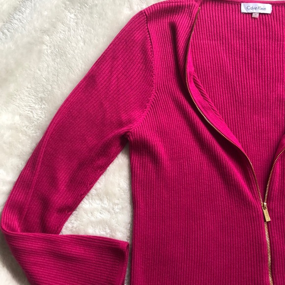 Calvin Klein Ribbed Zip-Up Sweater - Picture 6 of 8